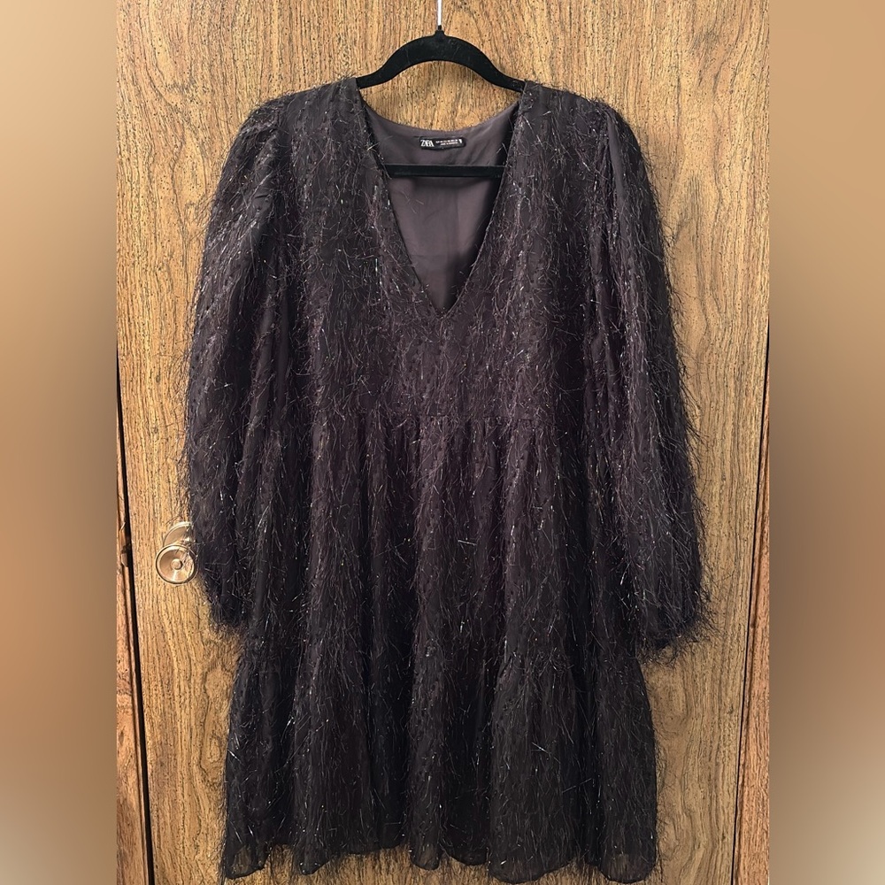 Zara Black Fringe Party Dress